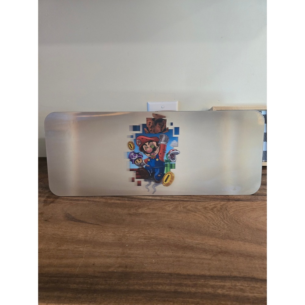 3D Holographic Super Mario Plumber Metal Rolling Tray with Magnetic Lid 17x7